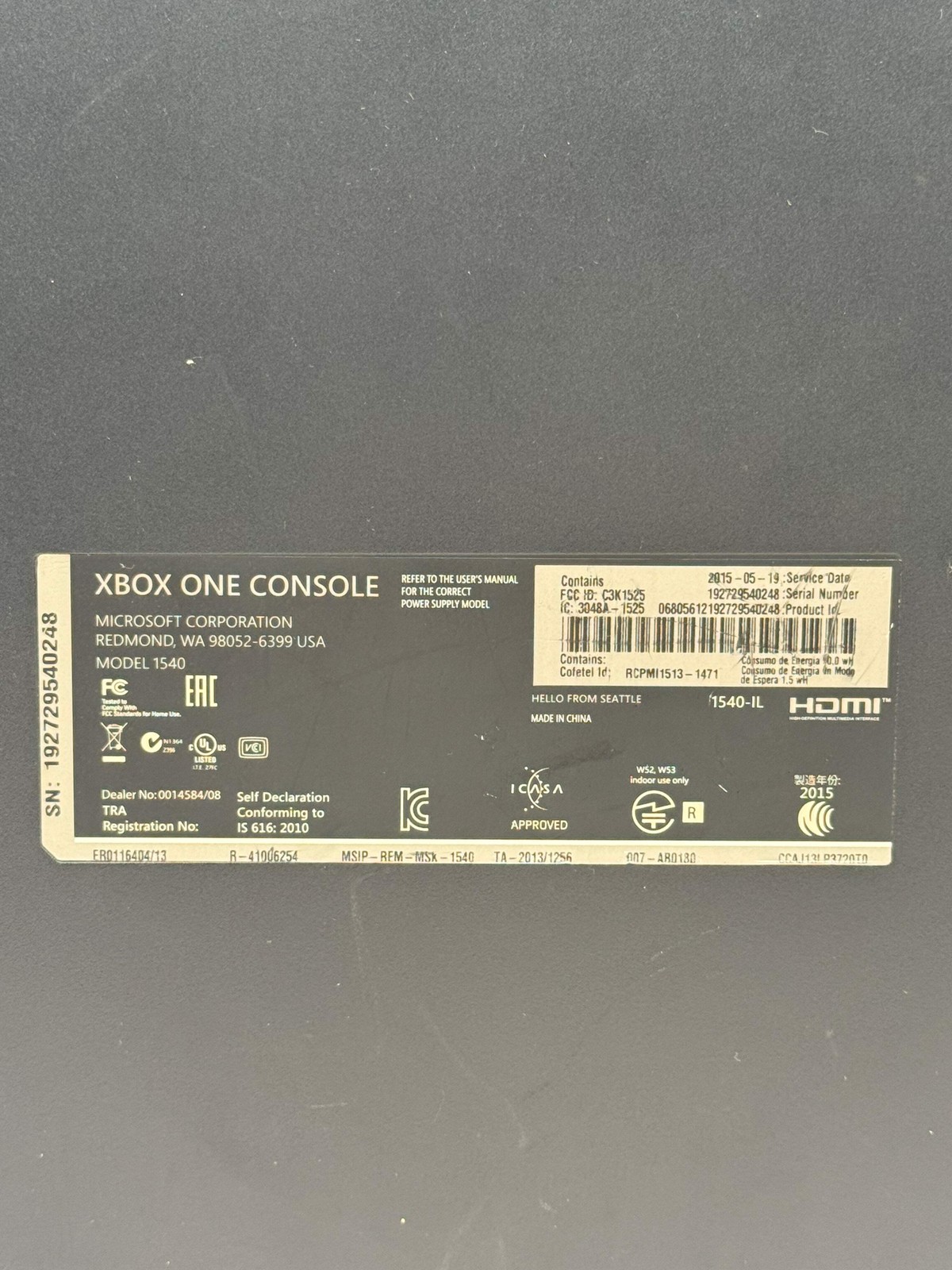 Microsoft Xbox One (1540) 2013 Console Only 500GB – Black – For Parts
