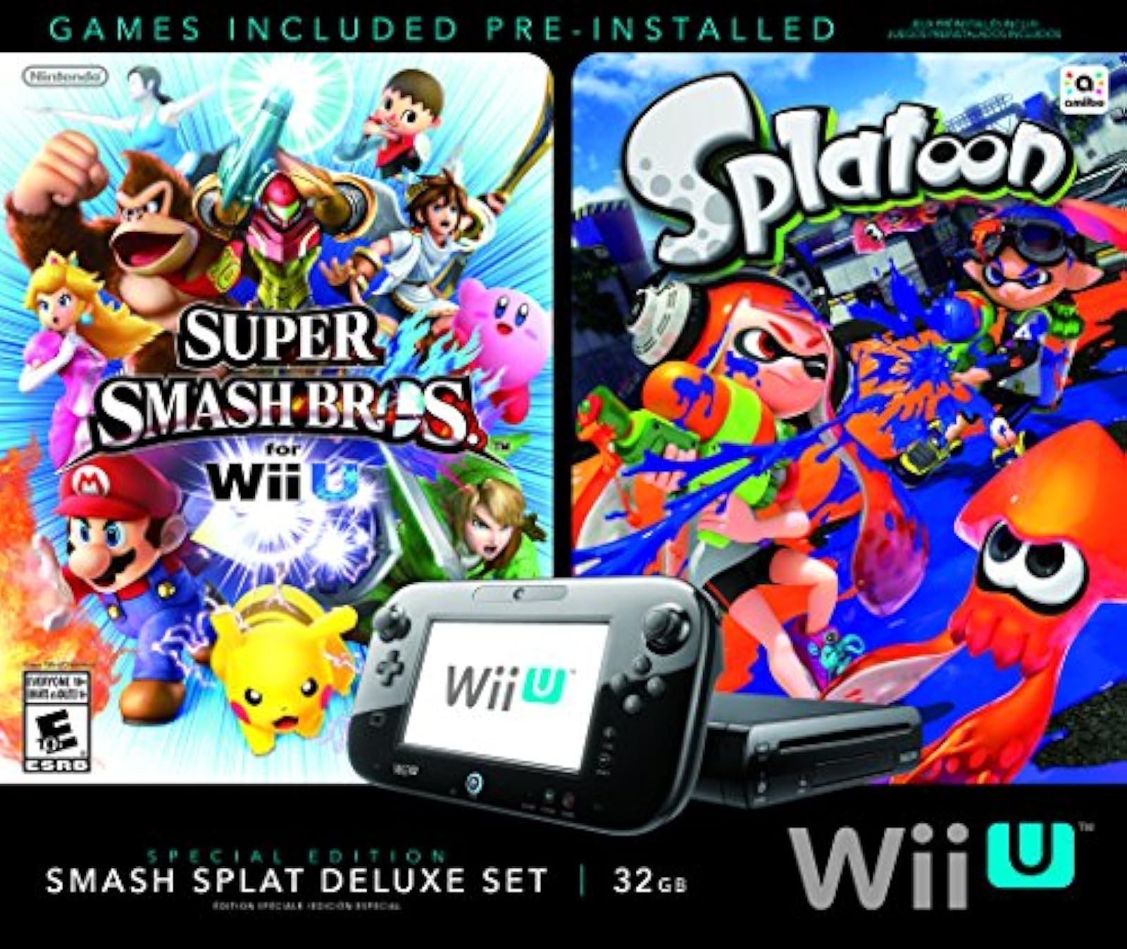 Wii U Super Smash Bros And Splatoon Bundle Special Edition Deluxe Set 5Z