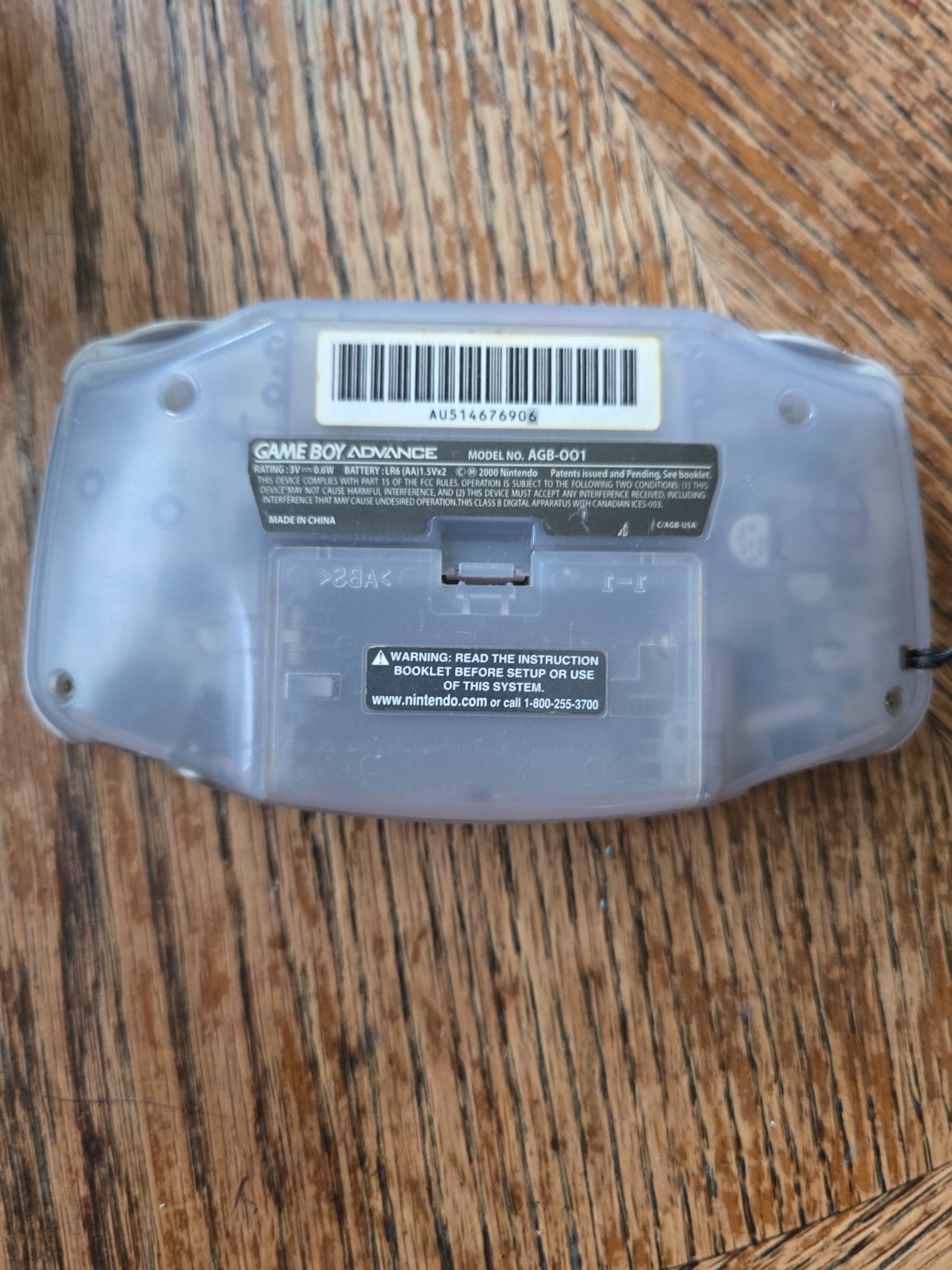 Nintendo Game Boy Advance Console System – Clear Glacier AGB-001