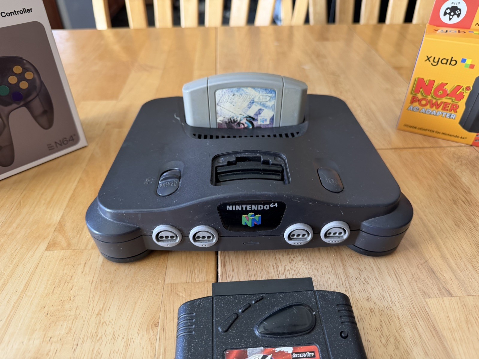 Nintendo 64 Console Bundle w/ OEM Gold Controller, GameShark Pro, Transfer Pack