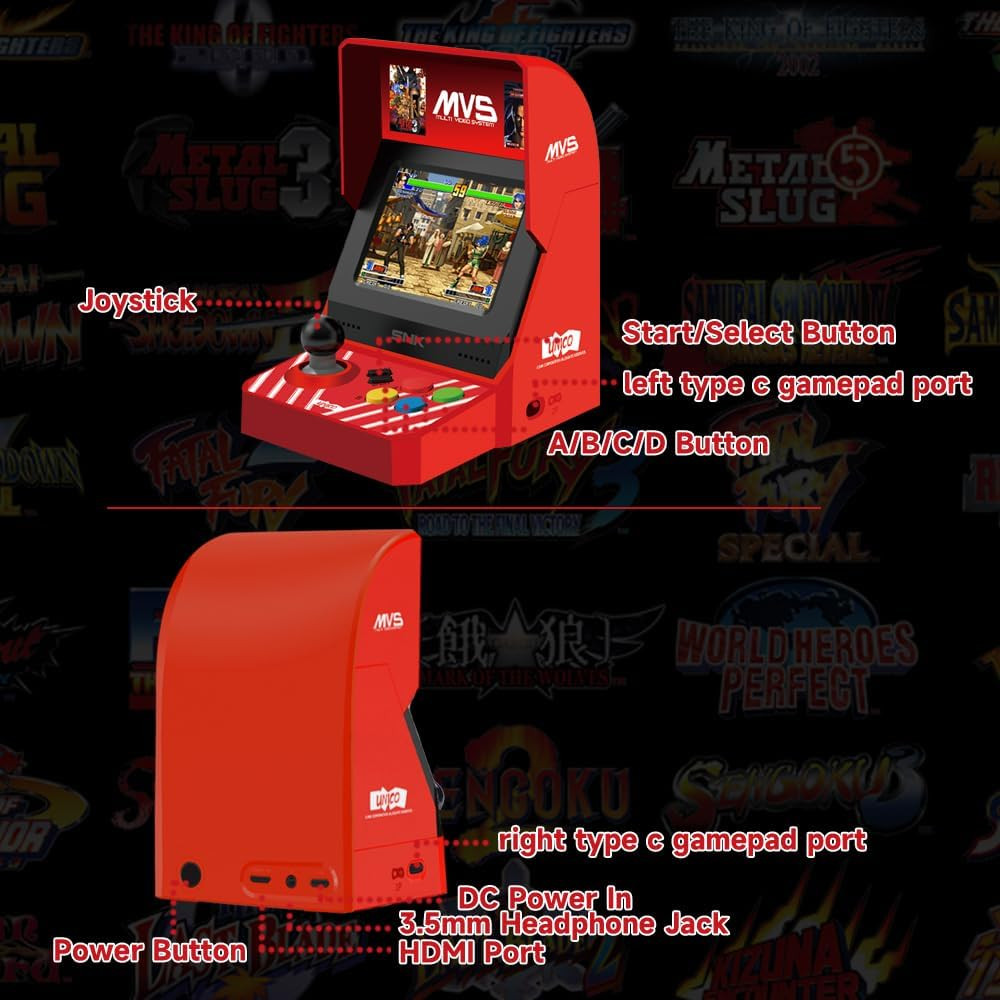 NEOGEO MVS Mini Arcade Console – 45 Preloaded Classic SNK Games (KOF, Metal Slug