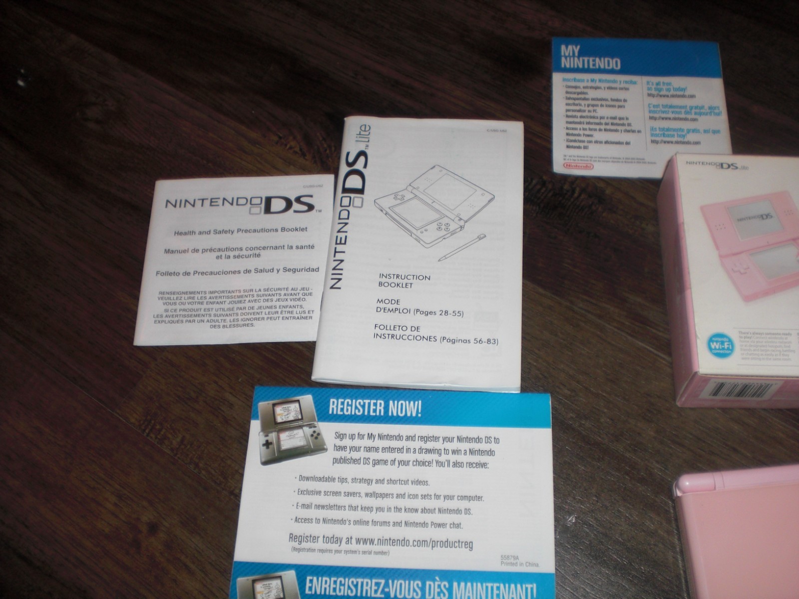 Nintendo DS Lite Coral Pink Console System COMPLETE CIB Box MATCHING SERIAL TEST