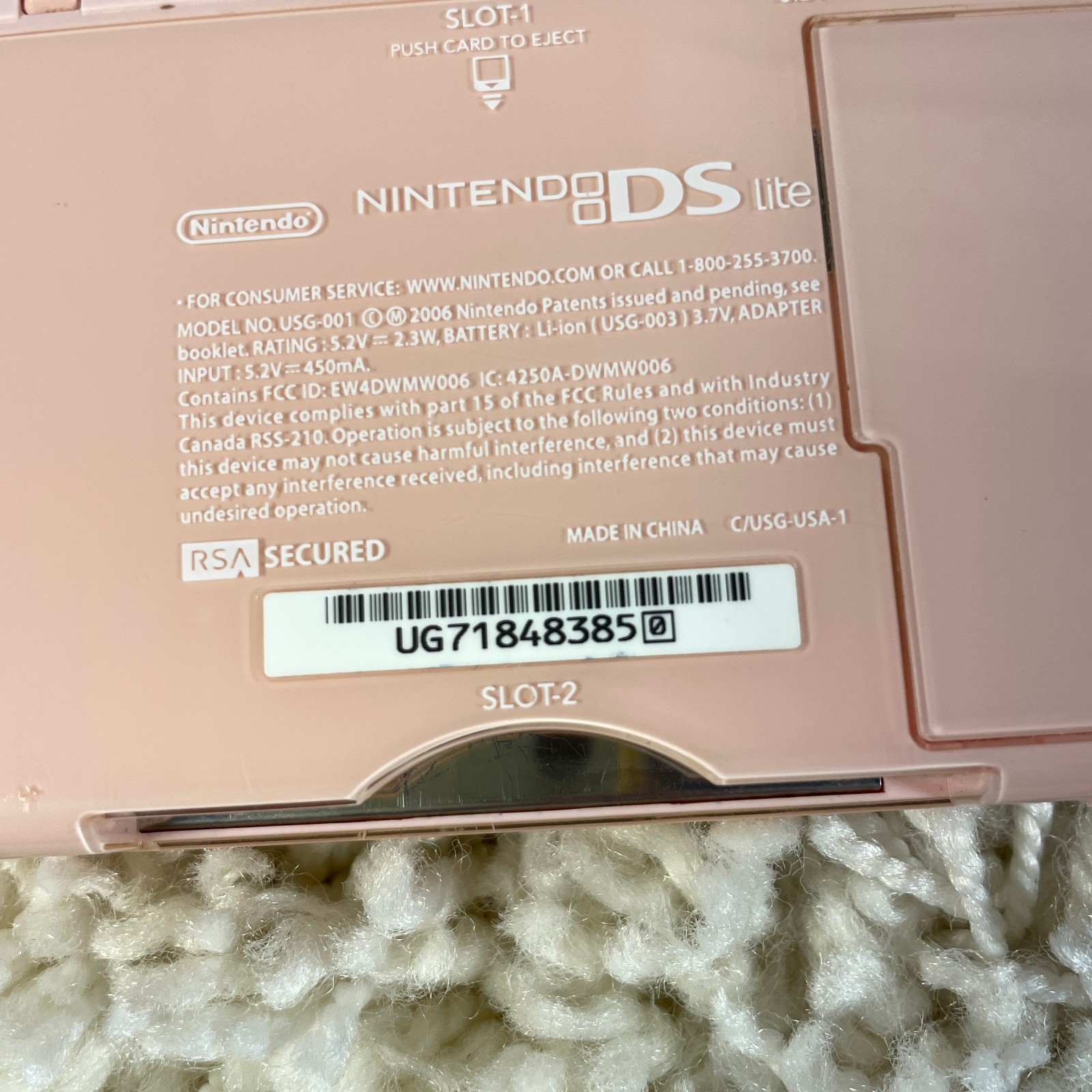 Nintendo DS Lite Rose Pink Handheld System Console USG-001 READ PARTS