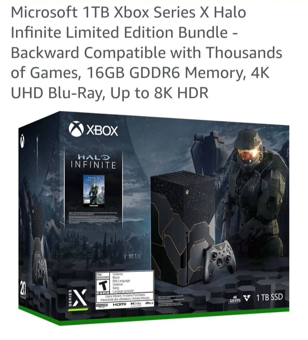 Microsoft 1TB Xbox Series X Halo Infinite Limited Edition Bundle – 16GB SSD