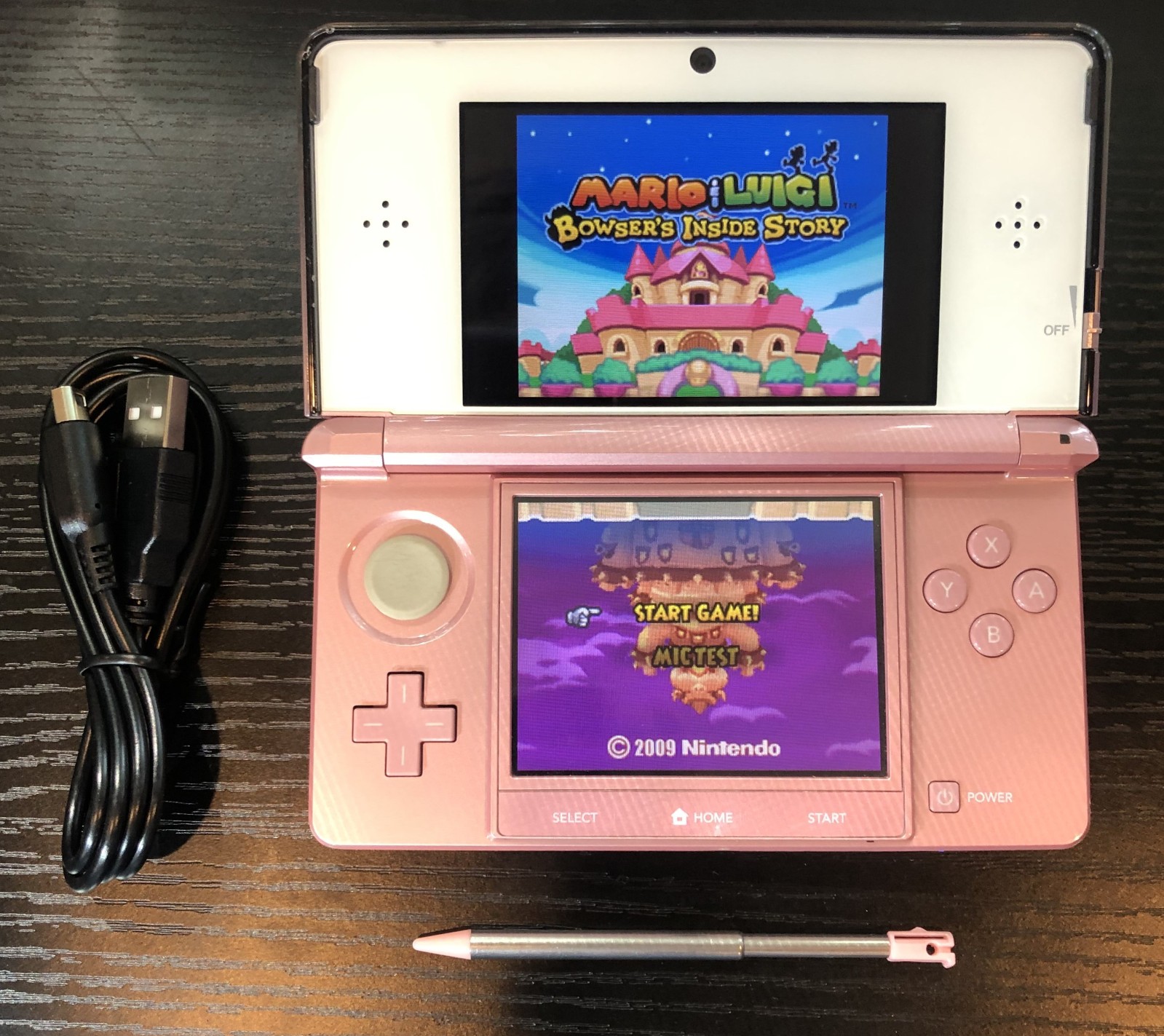 Nintendo 3DS Pearl Pink CTR-001 Console — Fully Tested w/Charger/Stylus