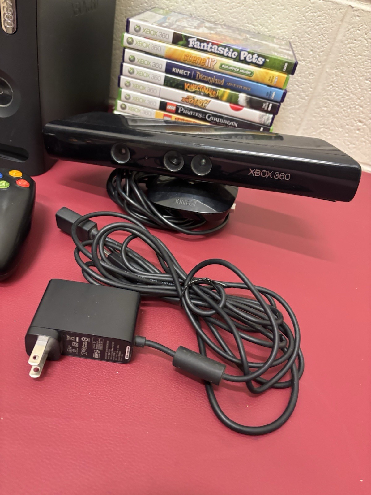 Xbox 360 Console Lot Black Wireless Controller 10 Games Power Supply Kinect