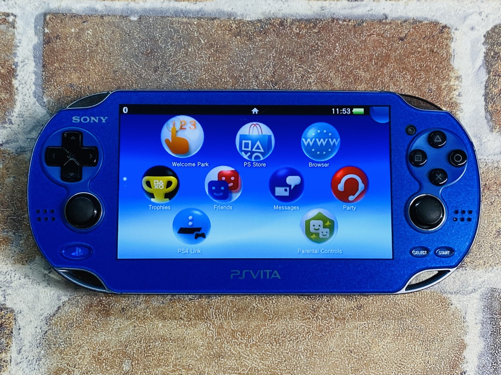 SONY PS Vita PCH-1000 Sapphire Blue ZA04 Playstation Charger 8GB Tested No.2D P