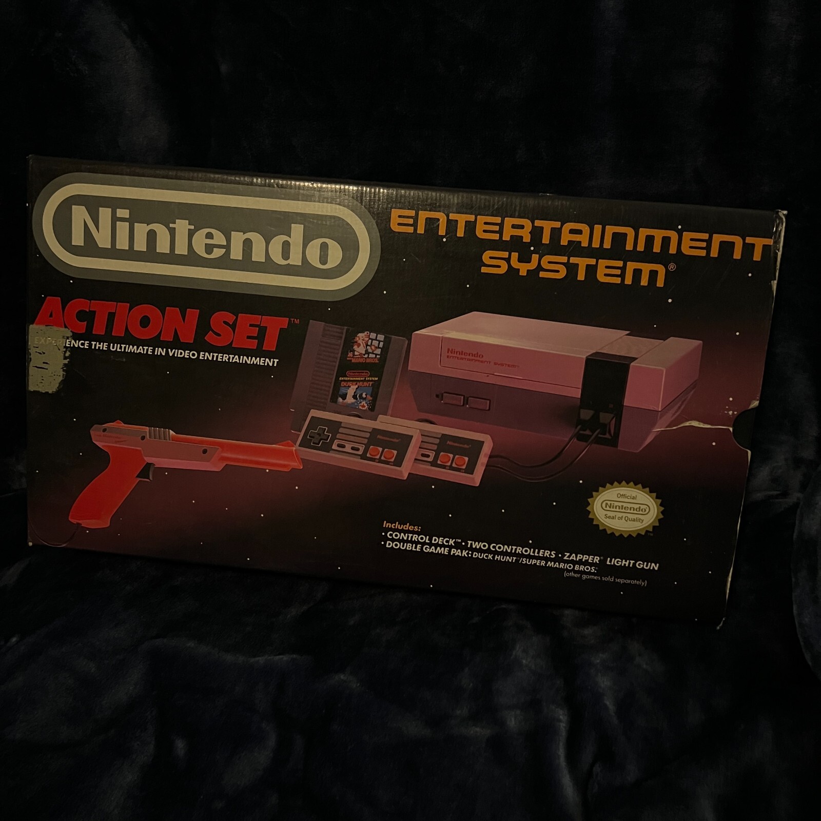 Box Only Vintage Nintendo NES Action Set Home Console – White/Gray Box Only 1987