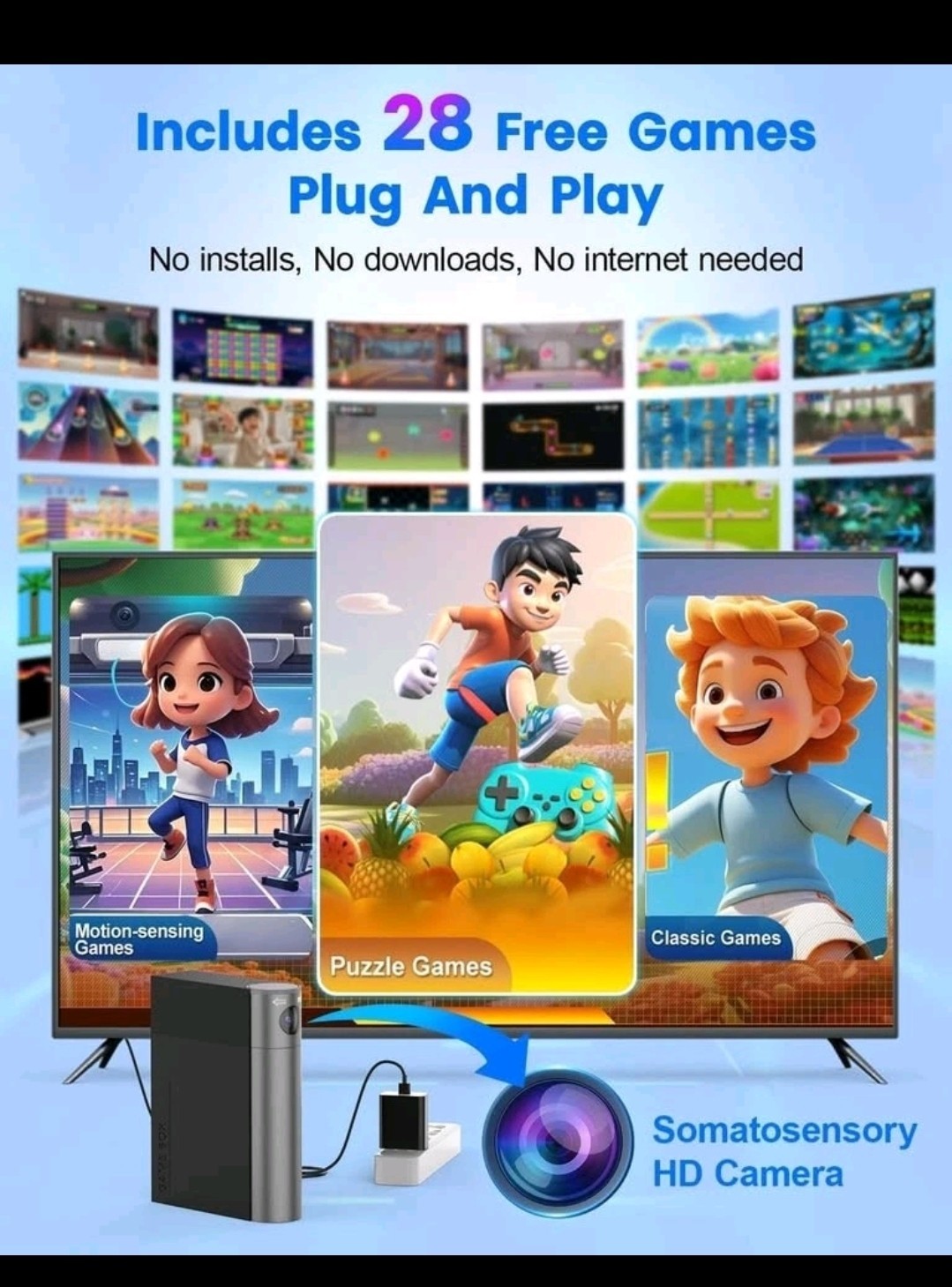 AR Motion Gaming Console – Plug & Play Video Game System for Kids & Families….