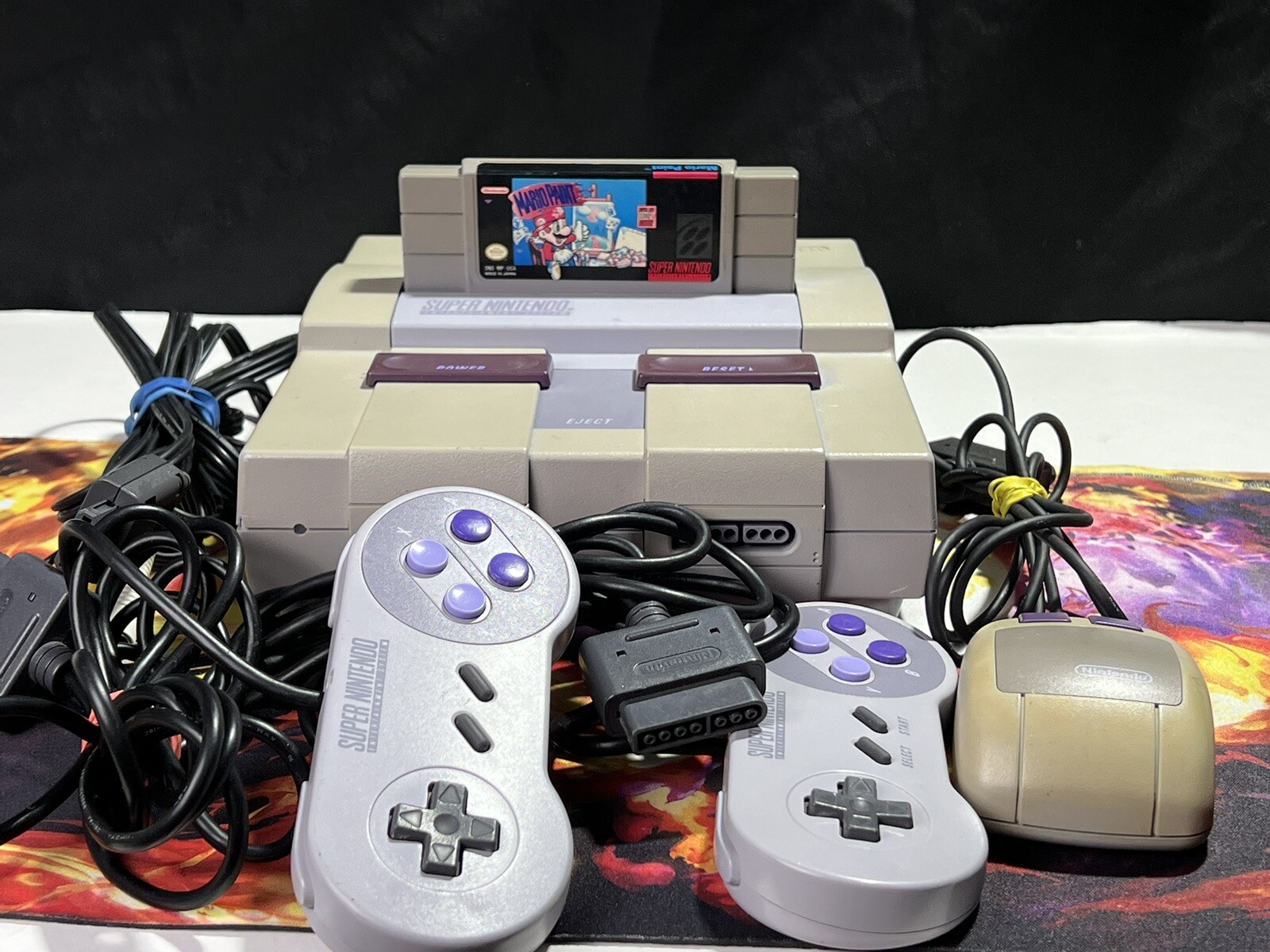 Super Nintendo Console Mario Paint & Mouse OEM Controllers Color Changing LED!!