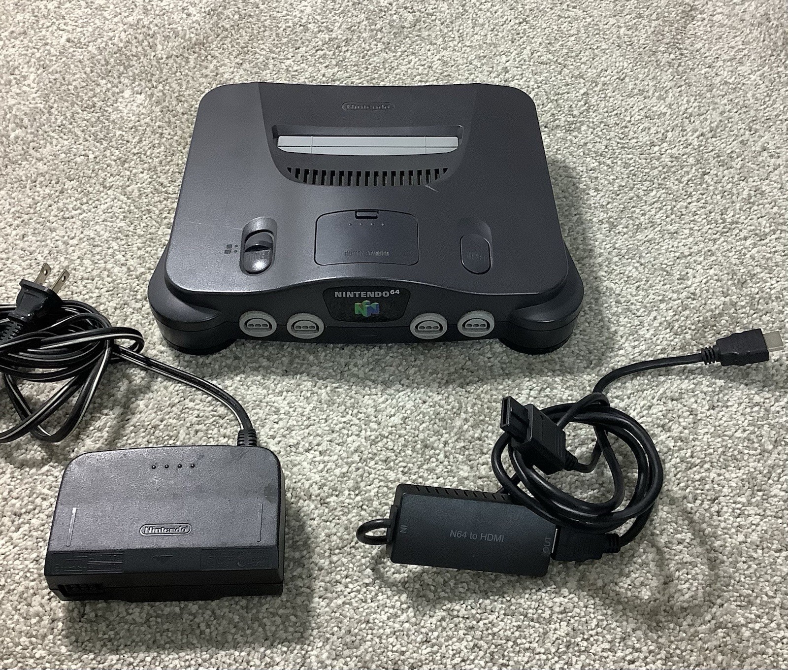 Nintendo 64 N64 Console & Cords NUS-001 OEM Power Cable + HDMI Adapter Free Ship