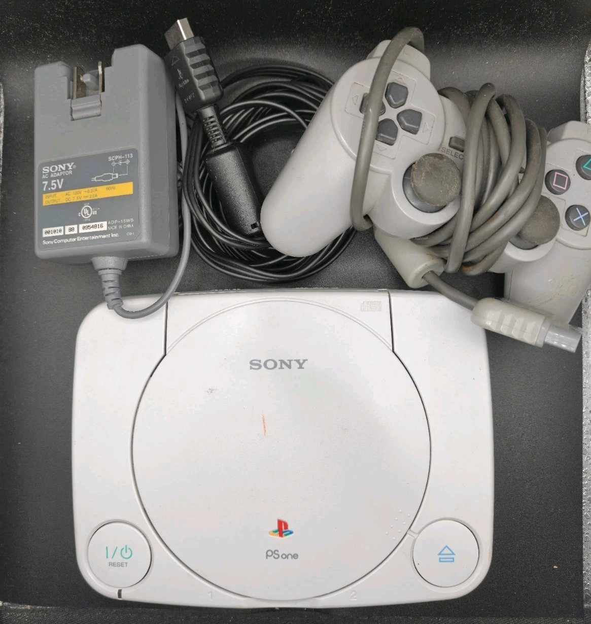 Sony Playstation PS One Video Game Console Tested With Cables And Controller