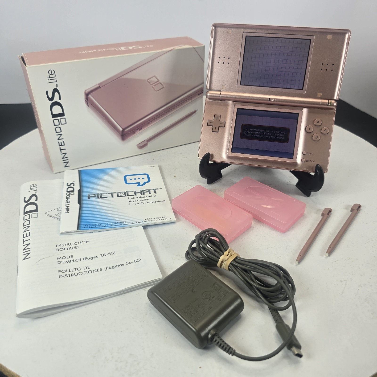 Nintendo DS Lite Metallic Rose CIB Complete w/ Box Manuals Charger