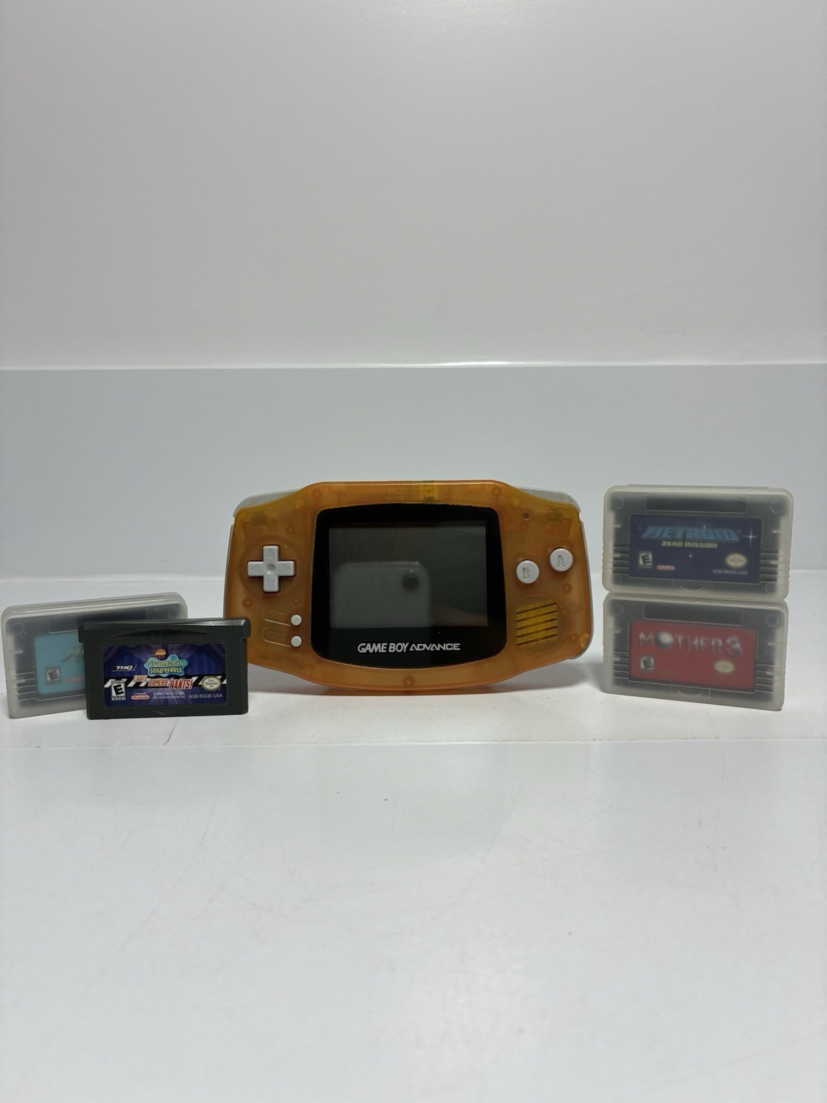 Nintendo Game Boy Advance AGB-001 Clear Pink Fuschia / Orange 5 Games