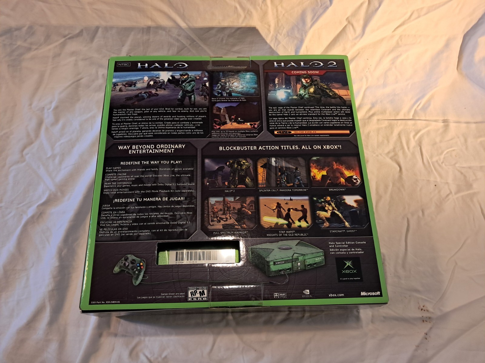 SEALED NEW IN BOX Halo Special Edition Green Original Xbox in Display Case
