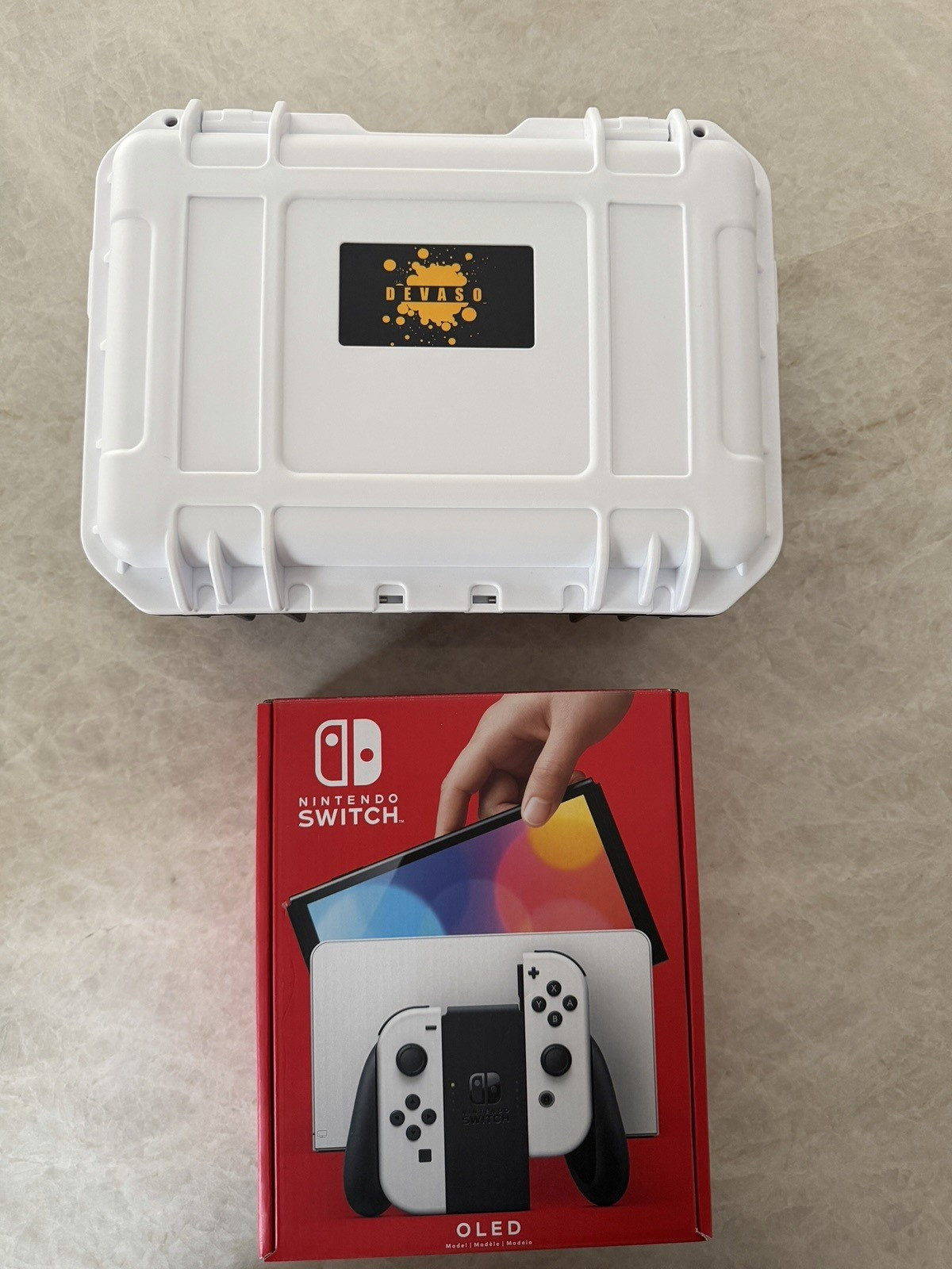 Bundle – Nintendo Switch OLED 64GB White Joy-Con w/ Extra Grip and Hard Case