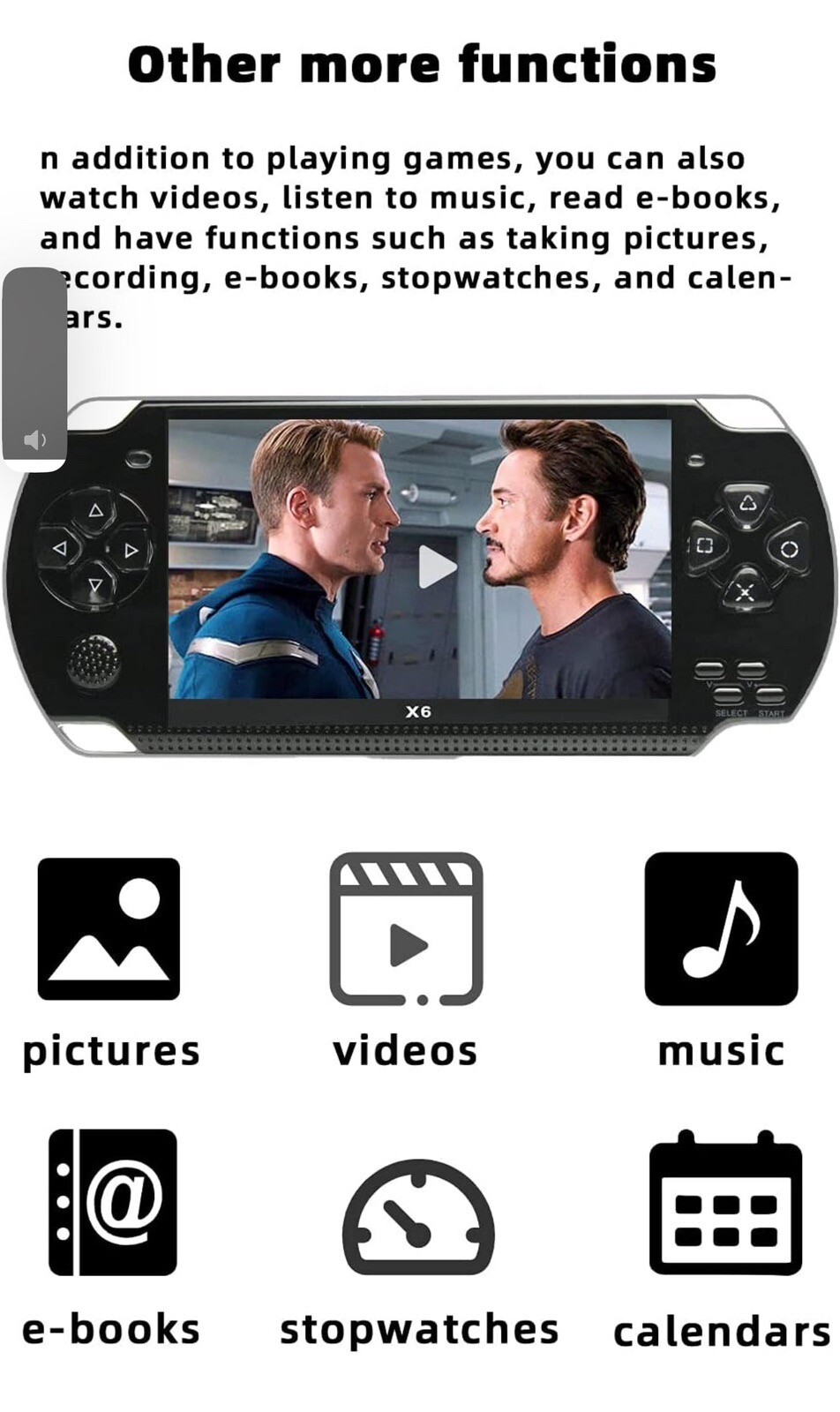 4.3 Inch 8GB Handheld Game Console Built in 1500 Games for Multiple Simulators X