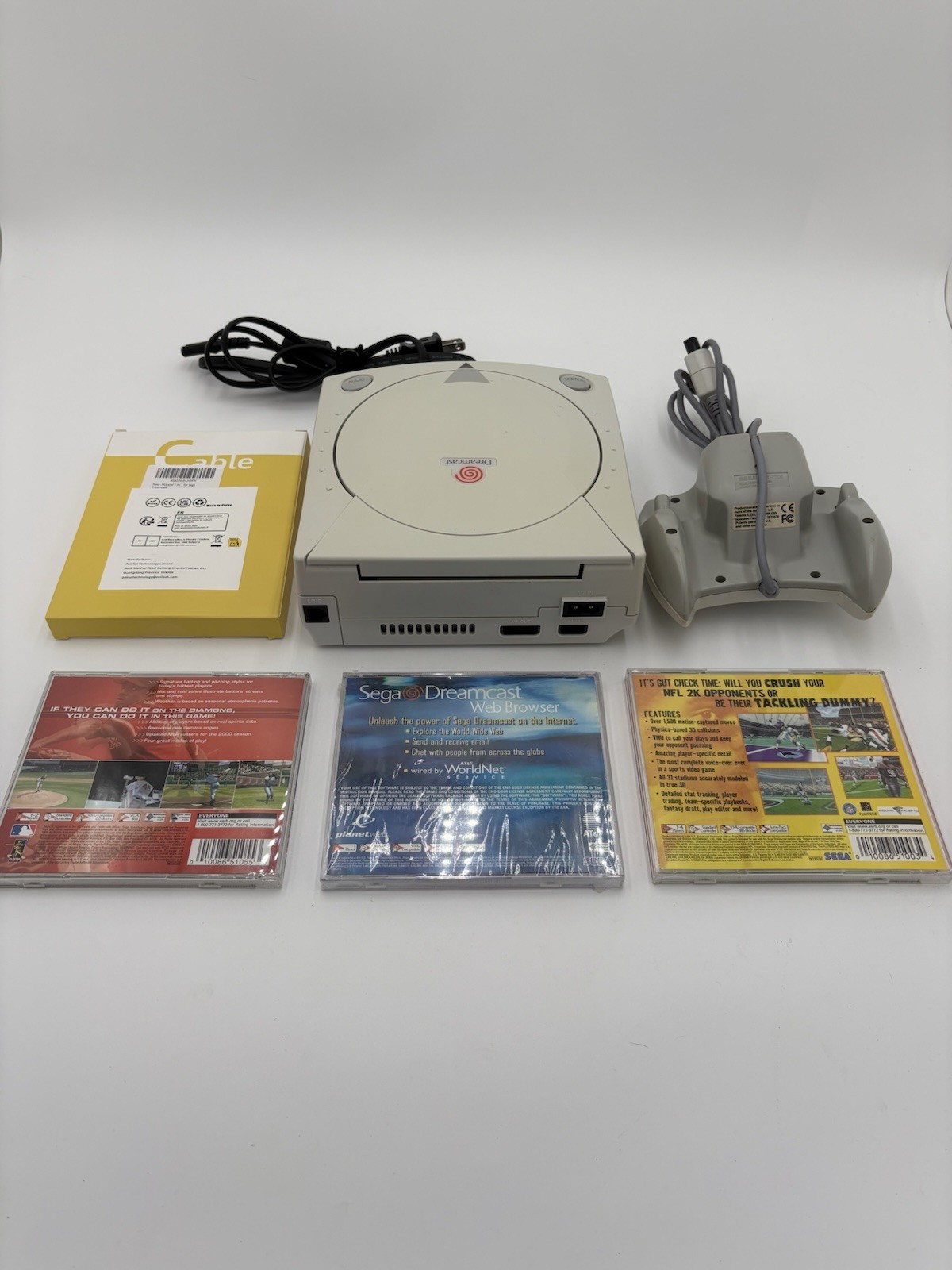 Sega Dreamcast V1 Console Controller 2 Games Web Browser Cables Tested Clean