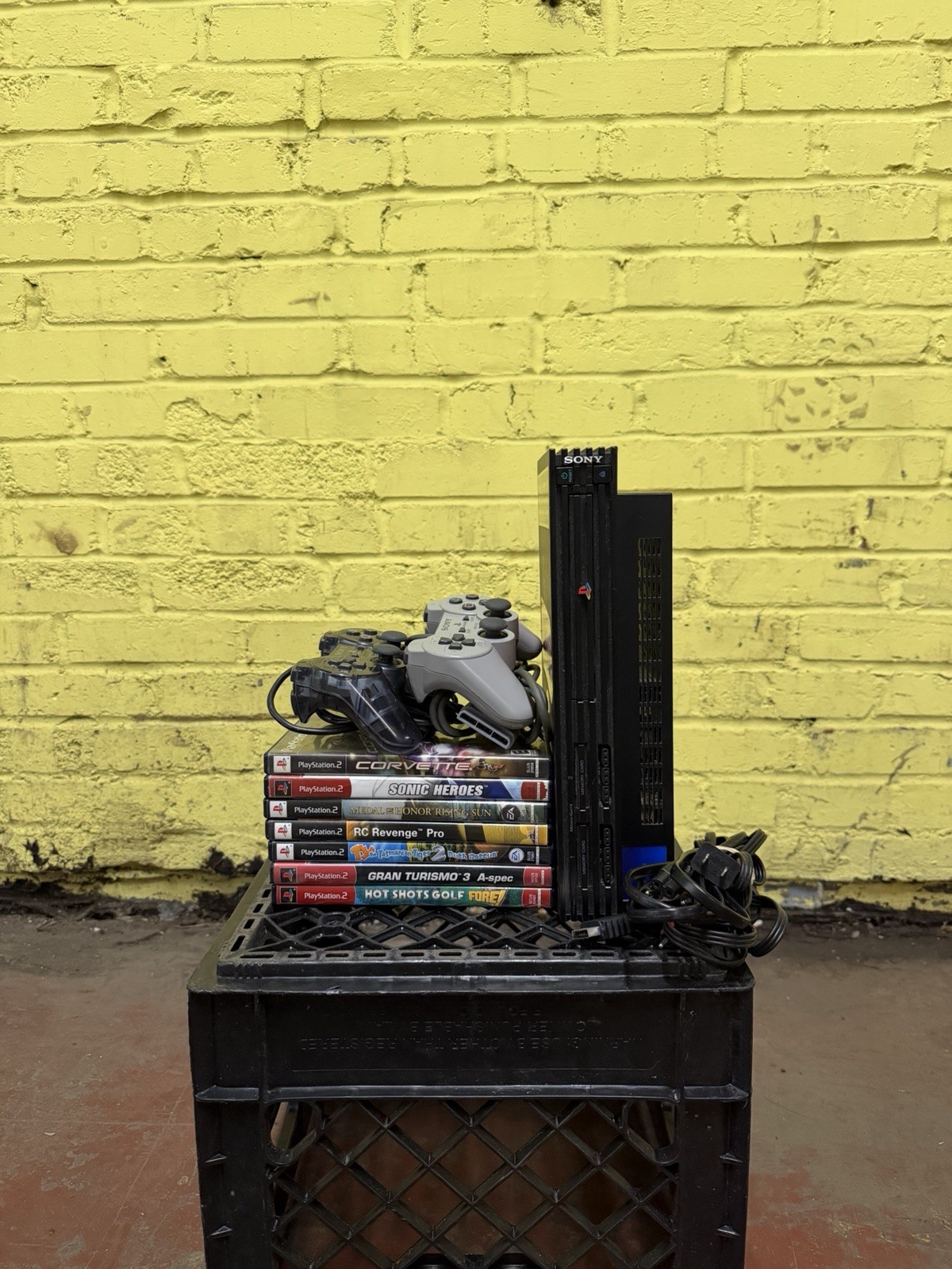 Sony PlayStation 2 PS2 Fat Console SCPH-50001 Bundle 2 OEM Controllers + 7 Games