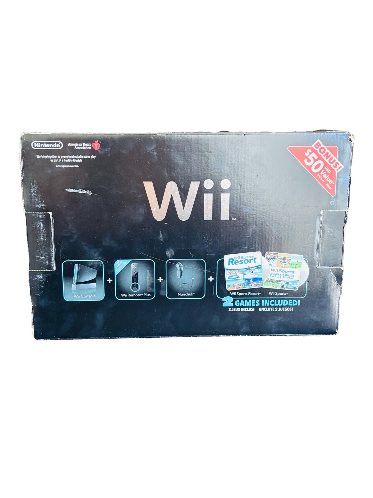 Nintendo Wii Console GameCube Compatible RVL-001 Bundle Wii Sports Resort Black