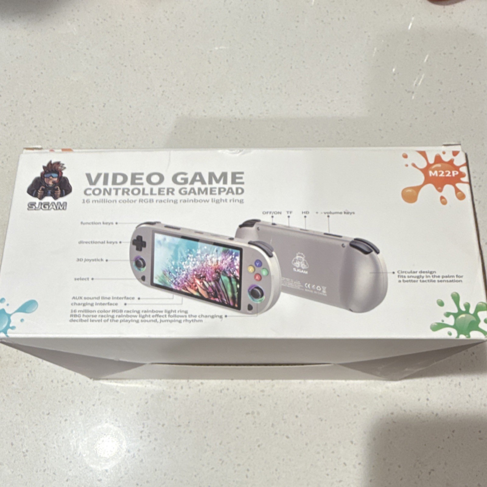 SJGAM M22P Handheld System Gamepad Gray HDMI 16 Million Color RGB Light Ring