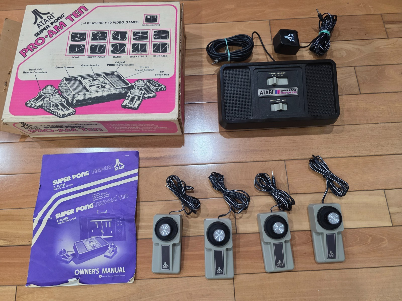 Atari Super Pong Pro-Am 10 Console – In Box w/ Original Manual (Tested)