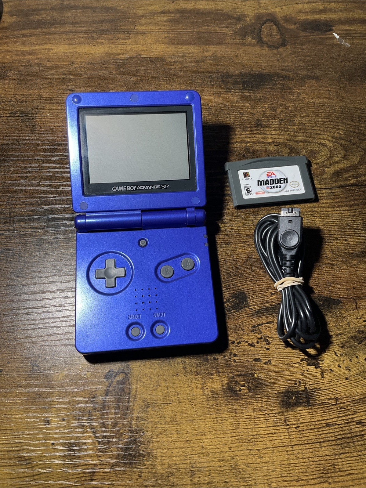 Nintendo Game Boy Advance SP AGS-001 Cobalt Blue New Battery Charger Madden 2005