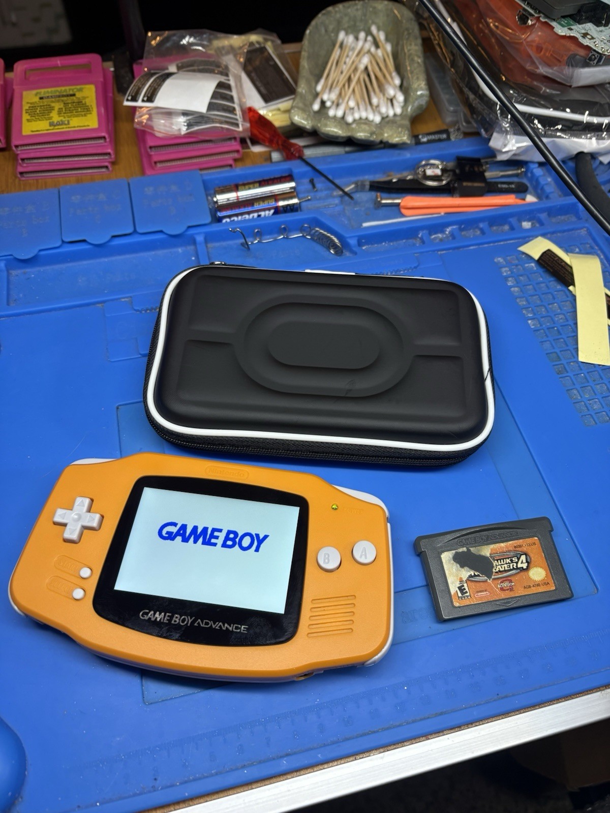 Orange Spice Gameboy Advance Backlit IPS Screen GBA Nintendo V5 Case 1800 mah