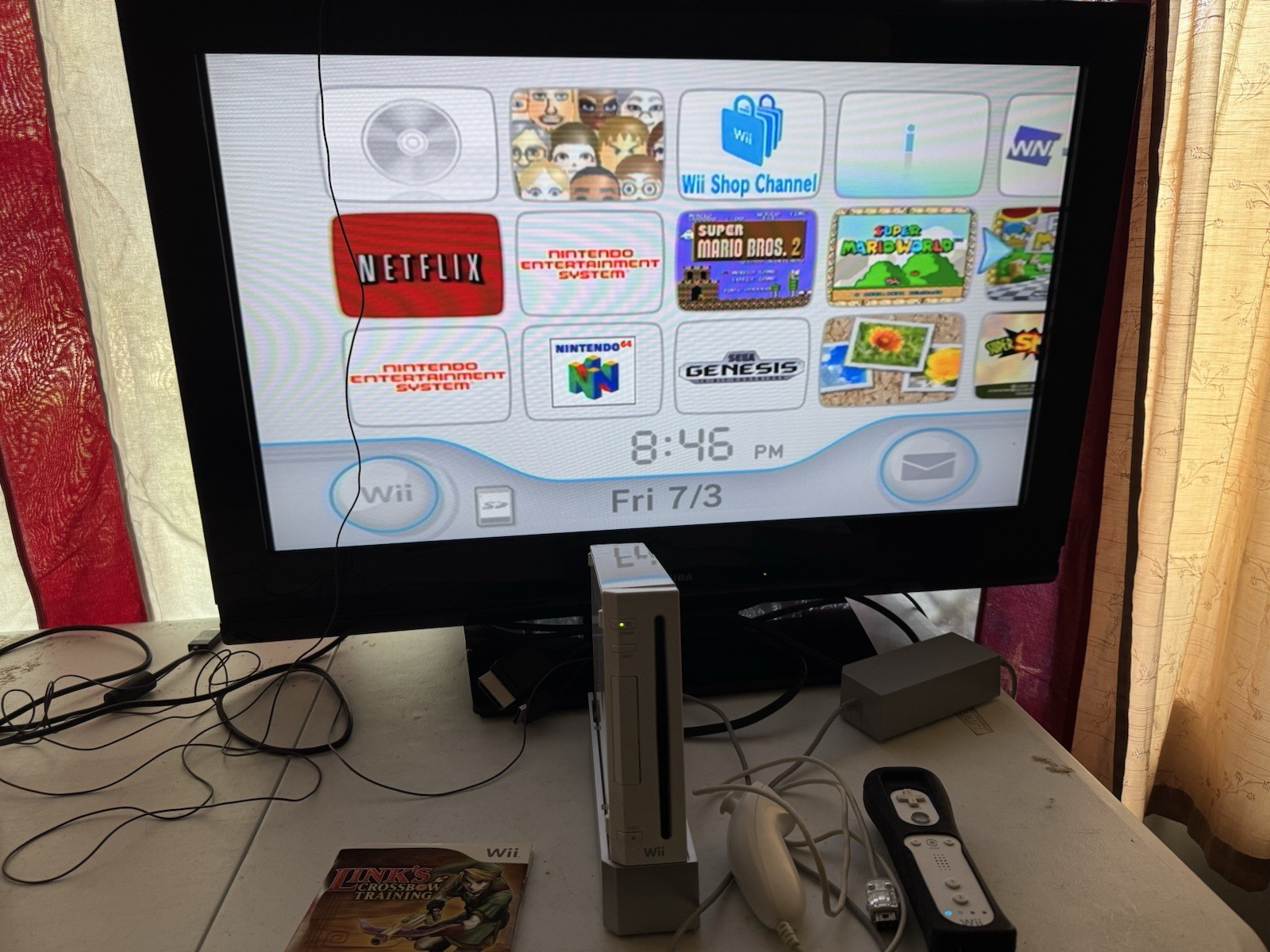Nintendo Wii RVL-001 512 MB Home Console – White With Mario Games! Sealed Link!!