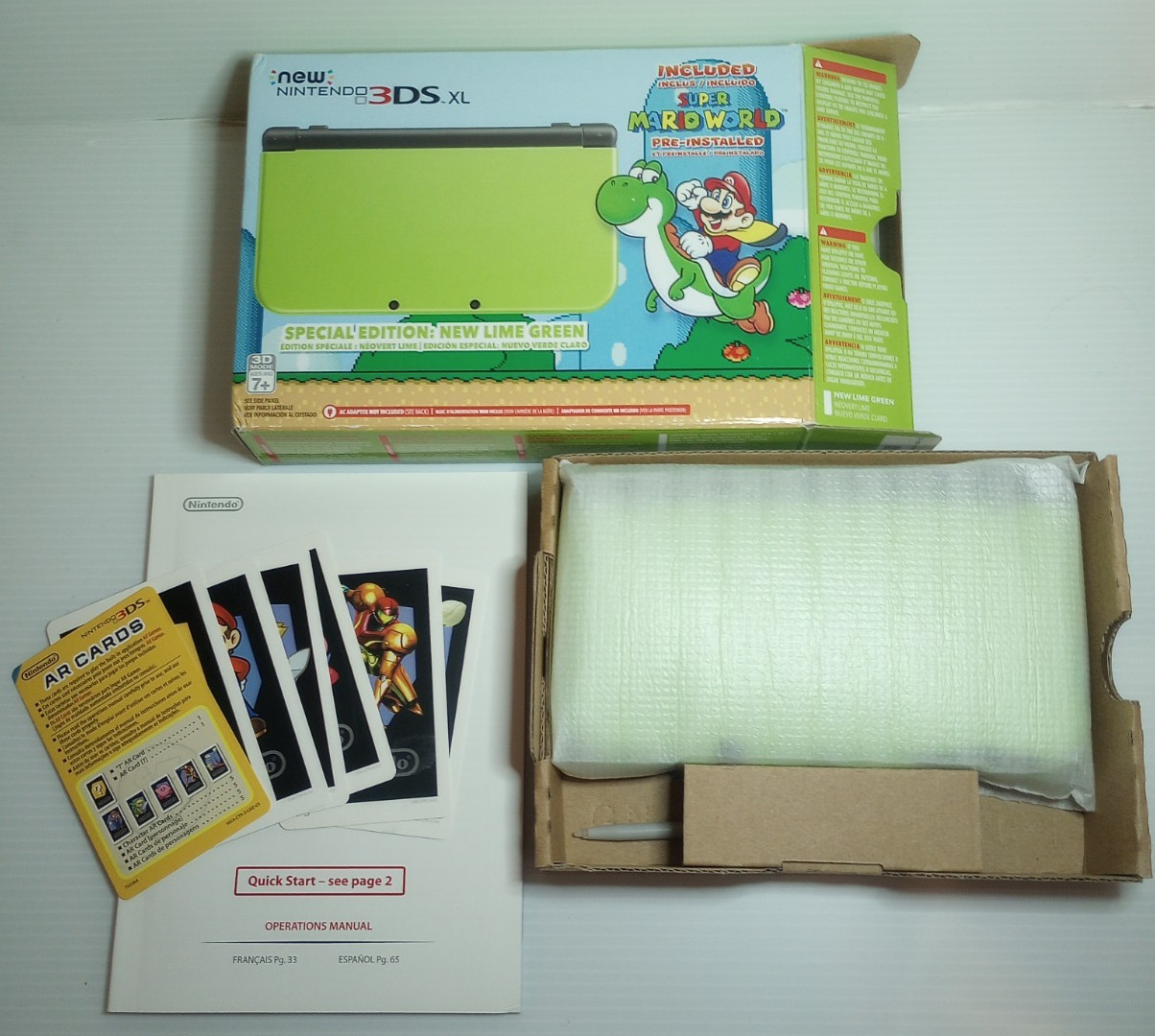 New Nintendo 3DS XL Lime Green Super Mario World Edition Complete Box US Model