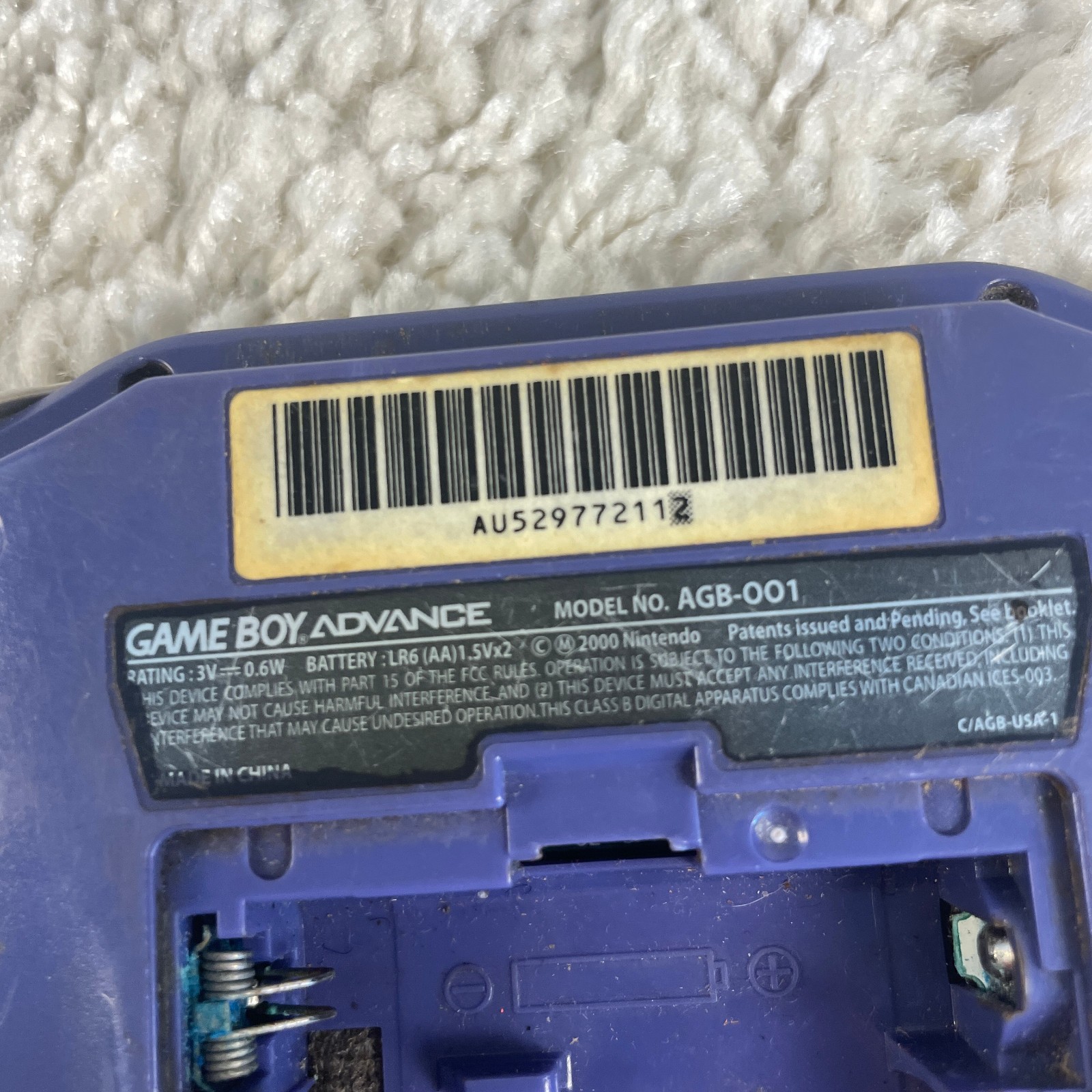 Nintendo Gameboy Advance GBA Indigo Purple Handheld Console System AGB-001 PARTS