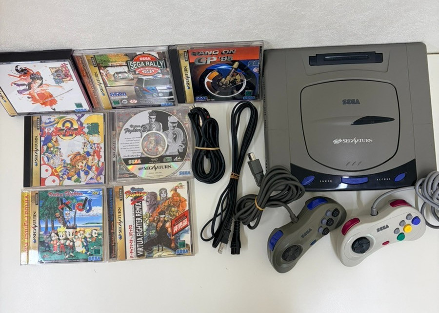 Sega Saturn Game Console Bundle 2 Controllers, SS 6 Games Set JPN Ver. /P.M #100