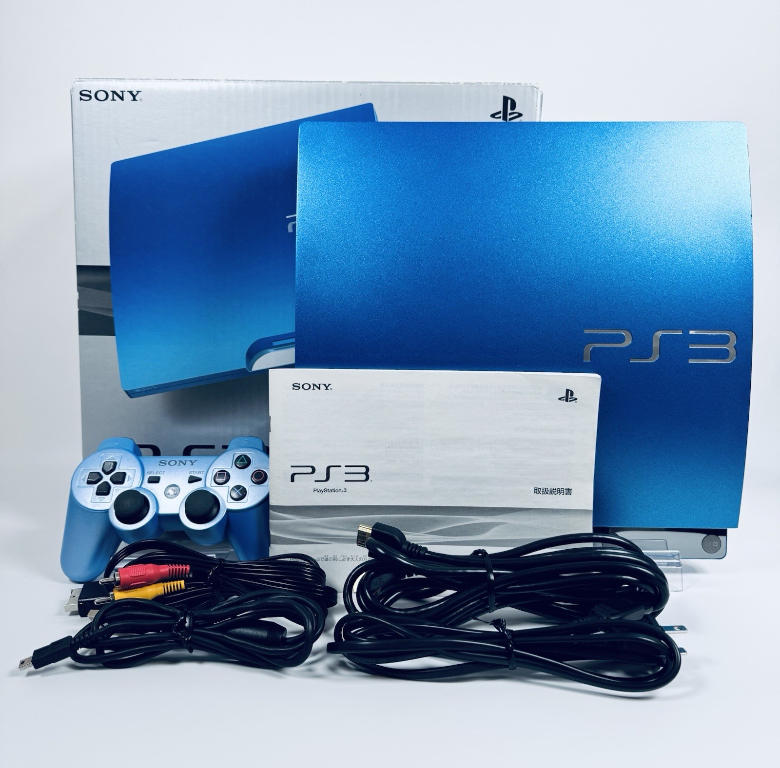 SONY PlayStation 3 PS3 Splash Blue Slim Console CECH-3000B SB 320GB Excellent