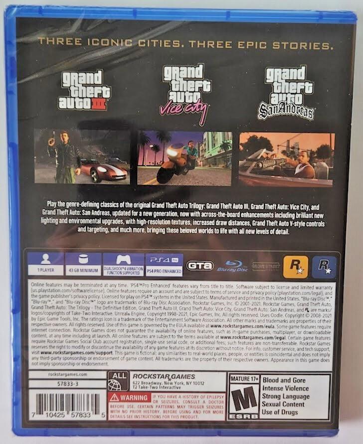 Grand Theft Auto: The Trilogy [The Definitive Edition] PS4 New Game Special