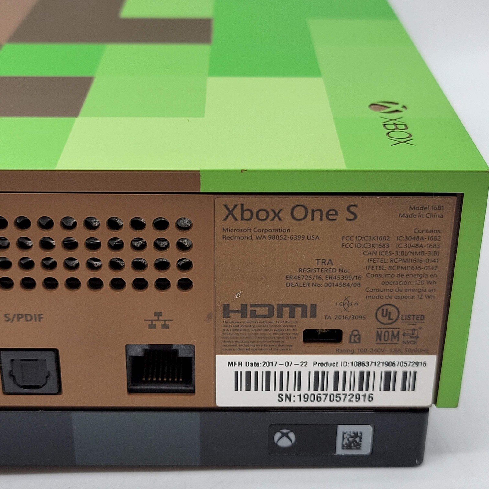 Microsoft Xbox One S 1TB Console Gaming System Only Minecraft Limited Edition