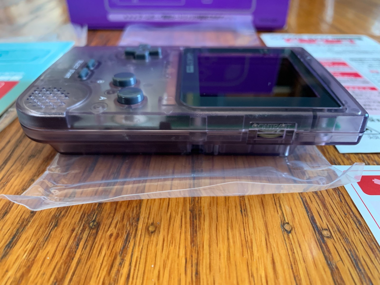 Nintendo Game Boy Pocket clear purple console system in box IPS backlit screen