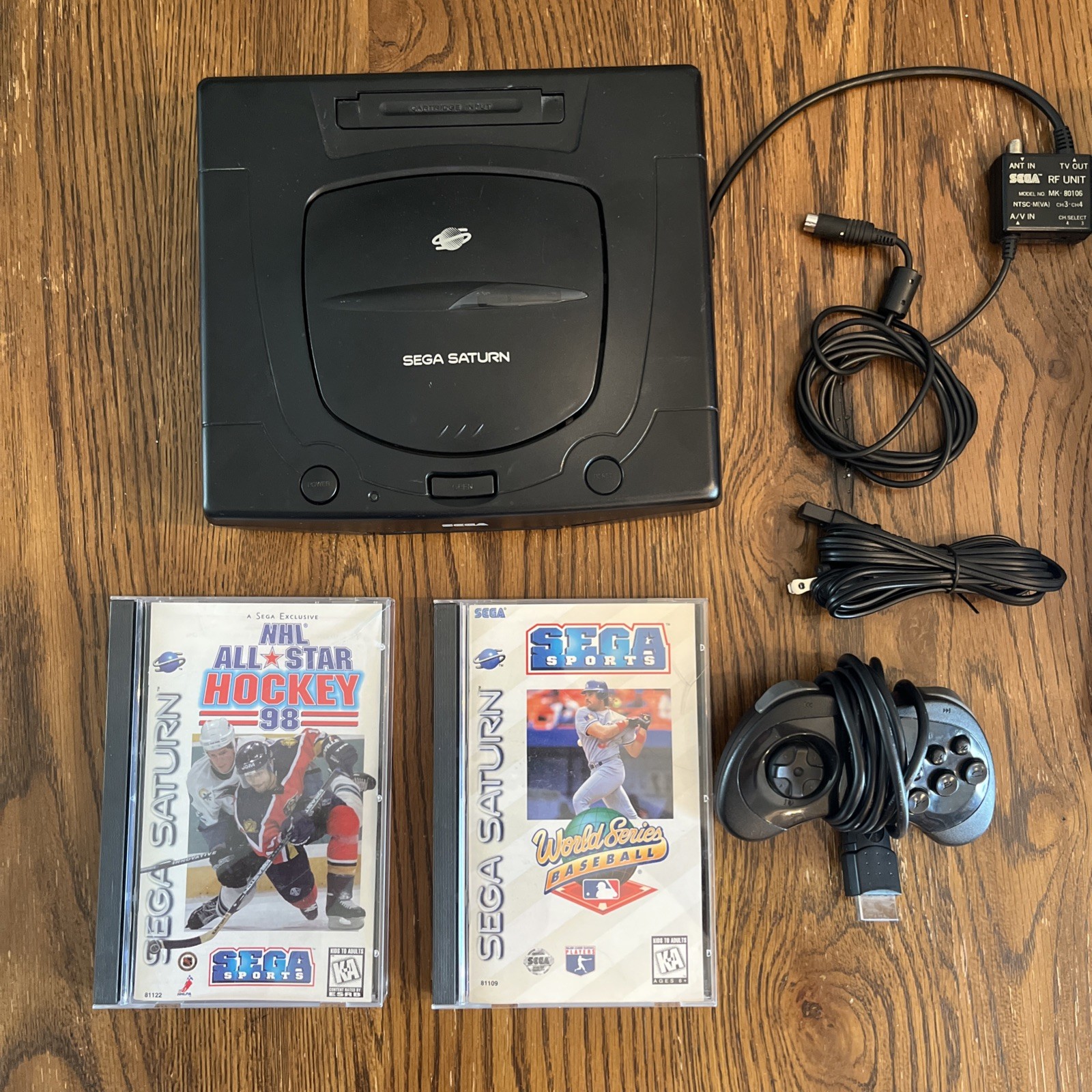 Sega Saturn MK-80000A Tested – New Save Battery – Cords, Controller, 2 Games