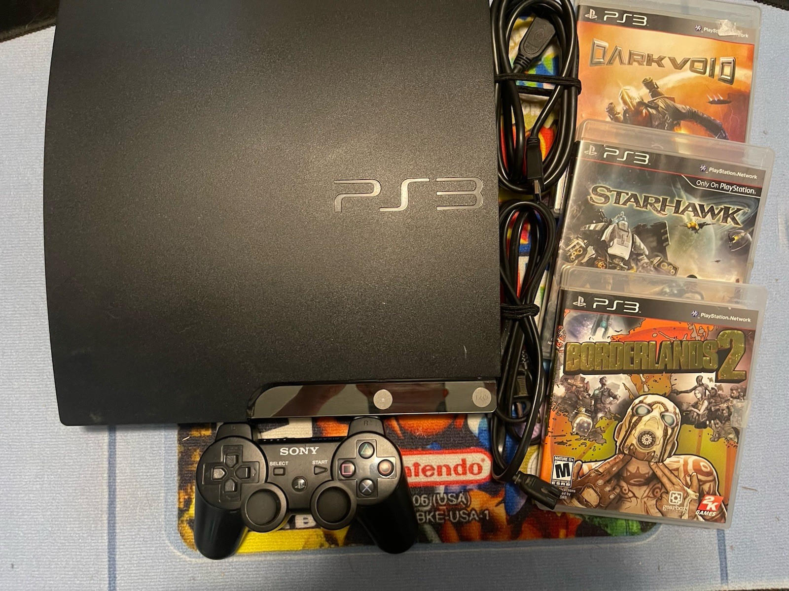 Sony PS3 CECH2501A PlayStation 3 Slim Black Console W/ 3 Games And Controller