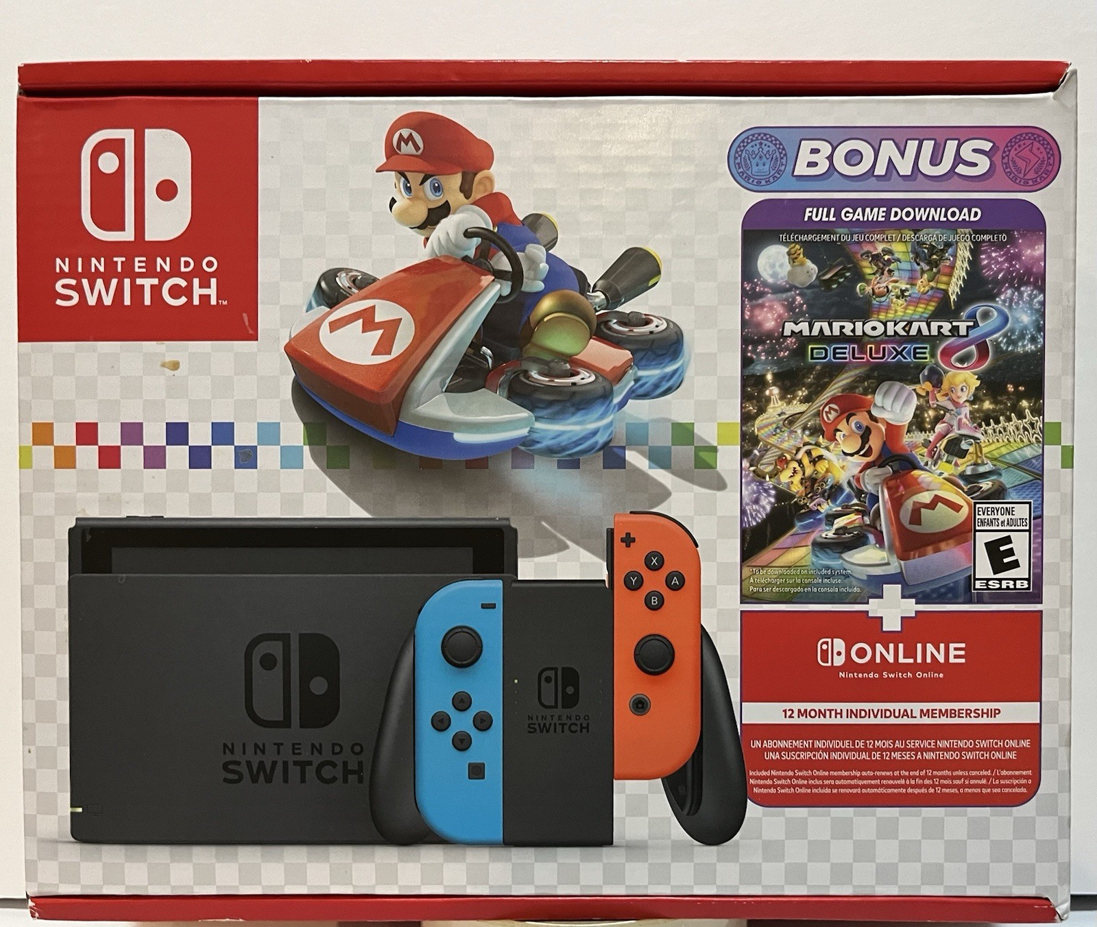 Nintendo Switch Mario Kart gaming console 8 Deluxe Bundle -Neon Red/Blue- NEW!