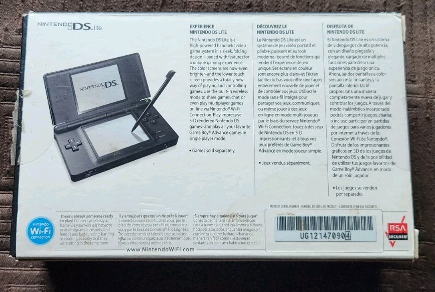 Nintendo DS Lite Handheld System Onyx Black CIB W/ Protective Case
