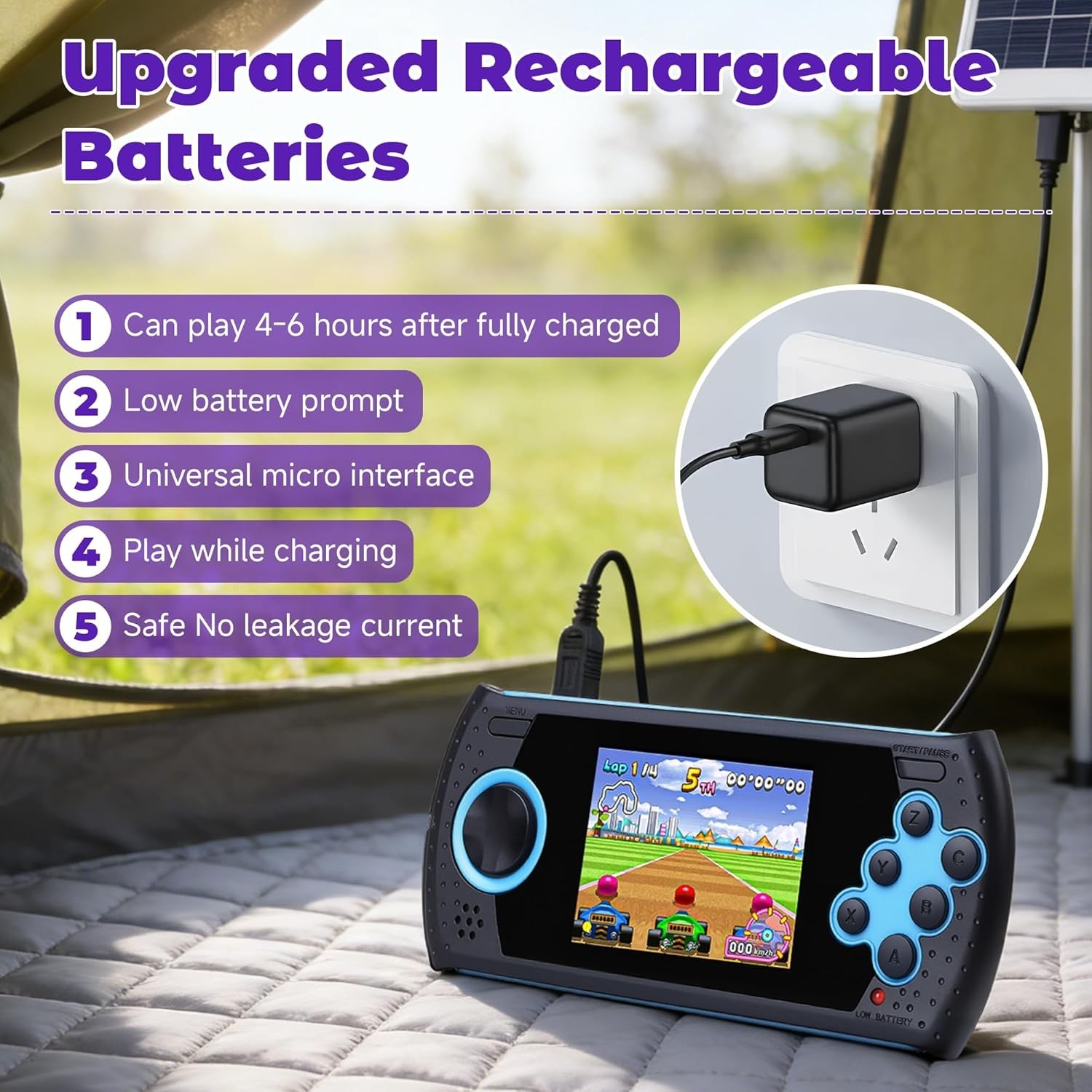 USB Rechargeable 16-Bit Handheld Gaming Device – 230 Retro Games Included