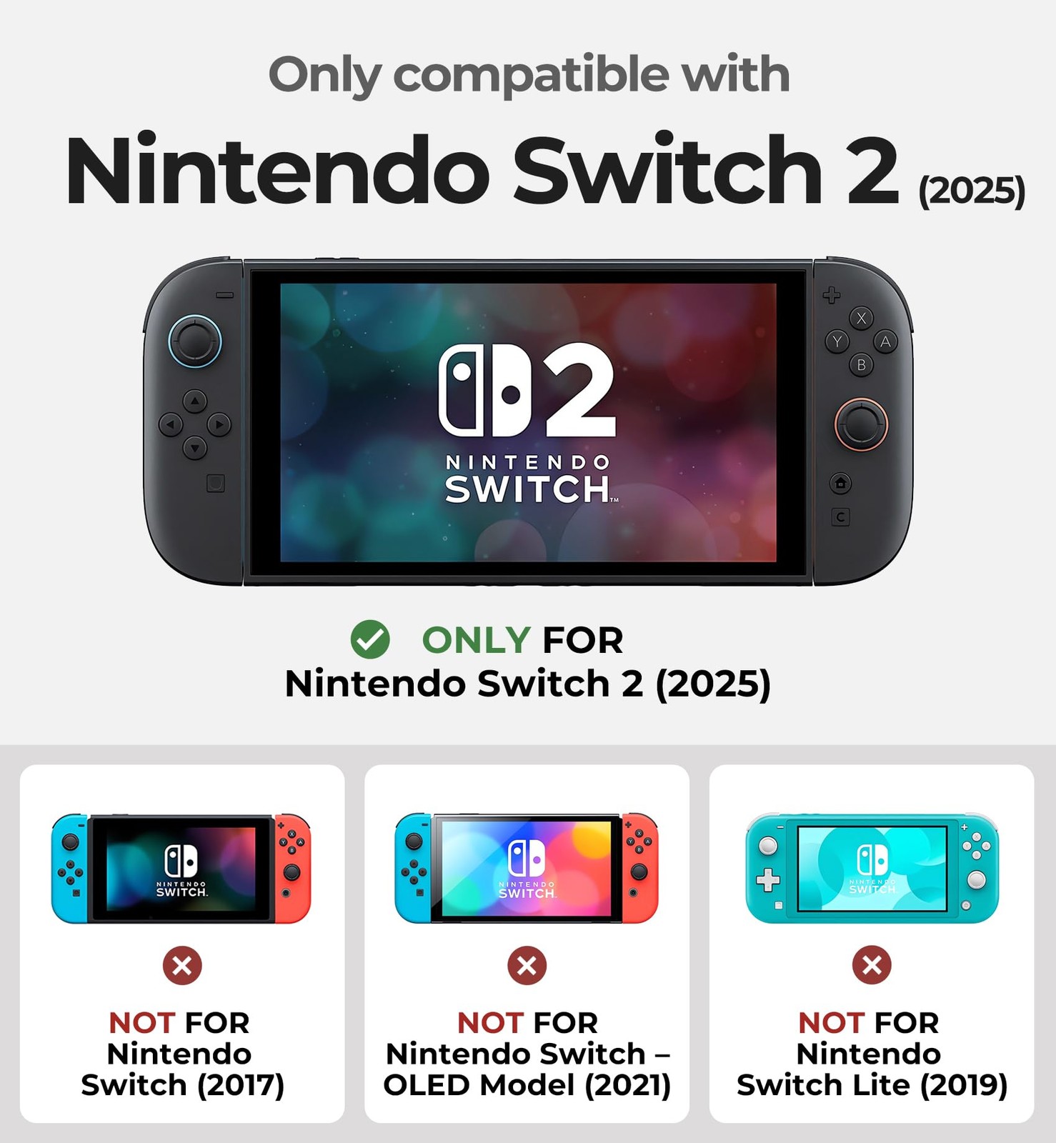 Dexnor for Nintendo Switch 2 Case 2025 Dockable Cover Medium to Large, Black