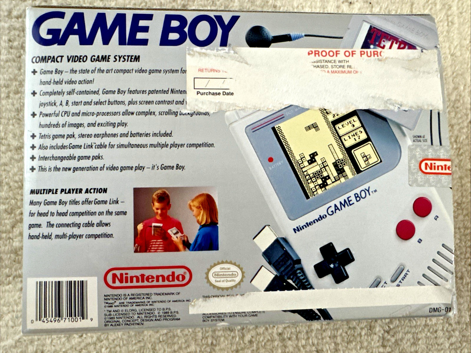 Nintendo Game Boy Launch Edition Handheld System In Box – Gray DMG-01