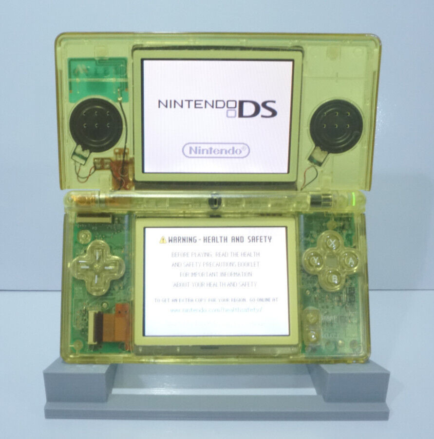 Nintendo DS Lite Transparent Clear Yellow Handheld System with Charger & Stylus