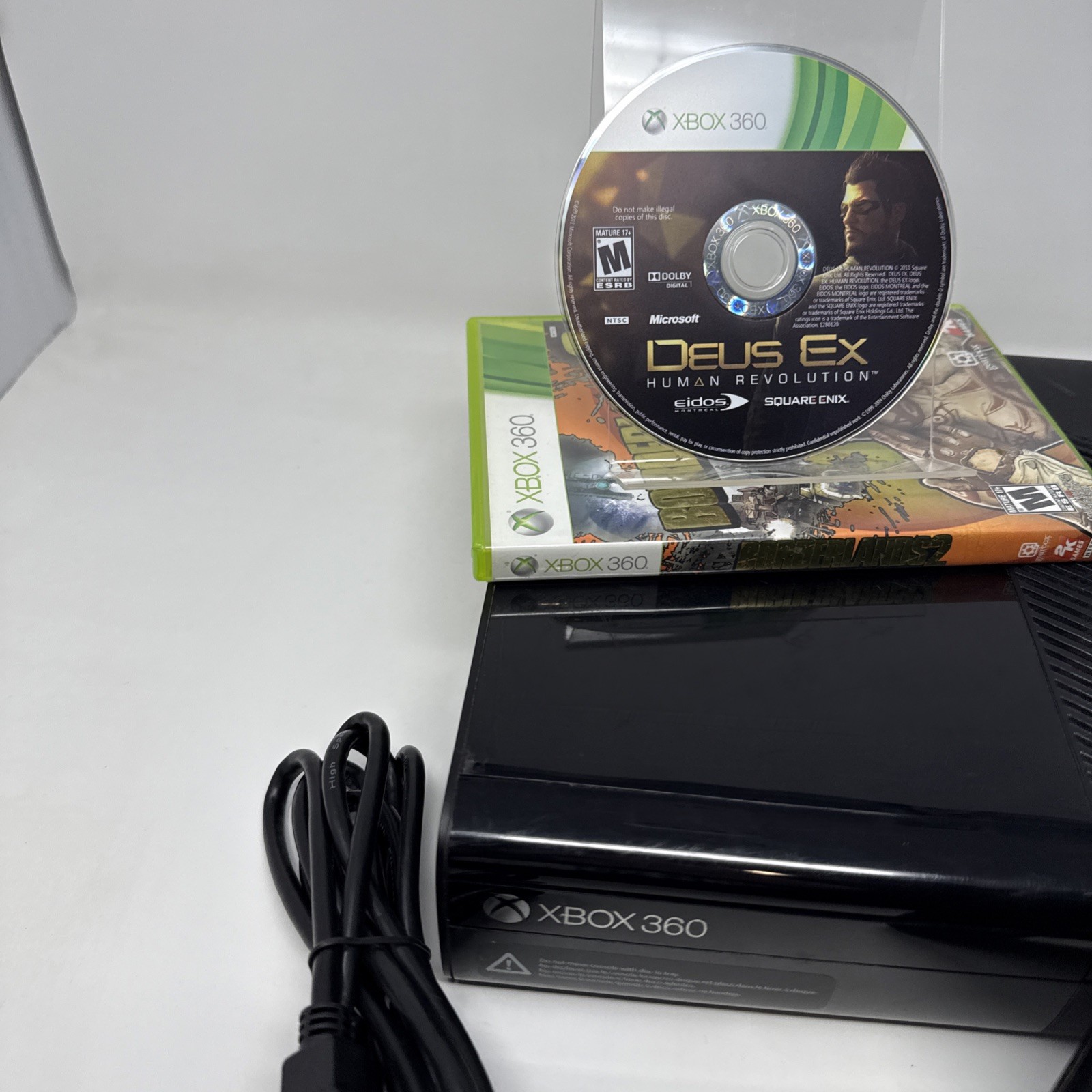 Microsoft XBox 360 E System BLACK Video Game Console 4GB Bundle 2 Games