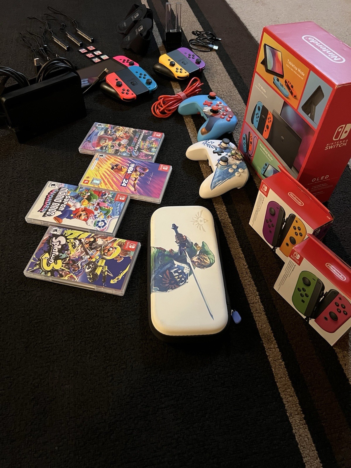 Nintendo Switch OLED Bundle Flawless Animal Crossing Super Mario LOADED w/EXTRAS
