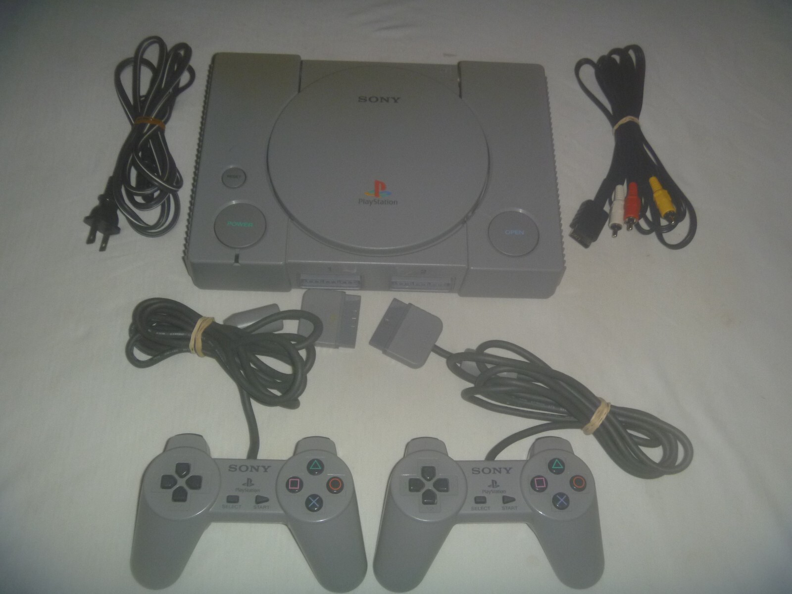 Original Sony Playstation 1 PS1 System Console Gray + 2 Official Controllers
