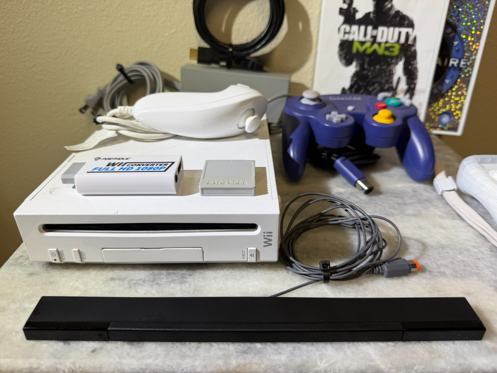 Nintendo Wii GameCube-Compatible Bundle – Indigo Controller & HDMI Adapter
