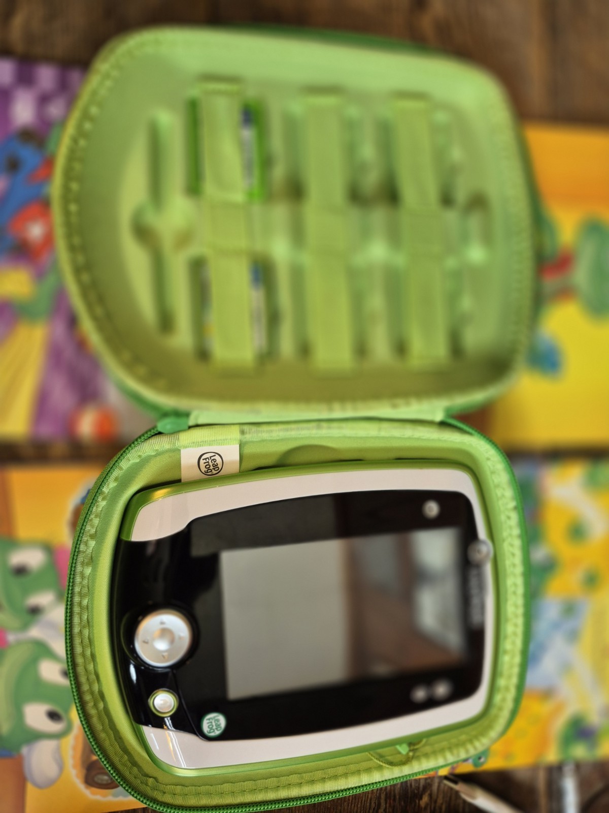 LeapFrog LeapPad2 Explorer Green Tablet W/ Stylus Sleeve& 2 Games + Leap Reader