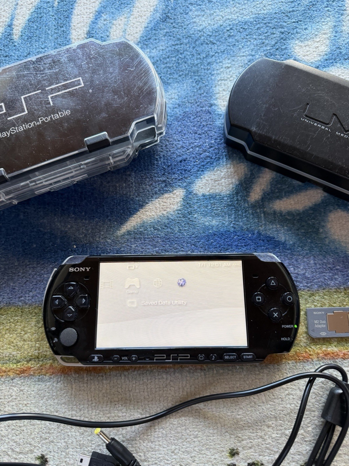 Sony PSP 3001 Console Bundle Cables Hard Shell Case Game Case 2gb SD Card WORKS!